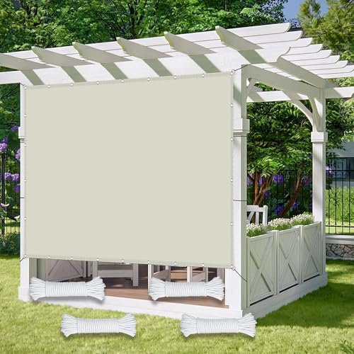Parasole Rettangolare 5 x 10 m Protezione Raggi UV Rete Ombreggiante con Occhielli Tenda a Vela per Esterno Gazebo Piscina Campeggio, bianco