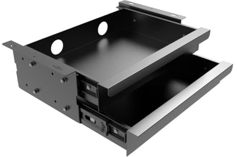 Mofangtech Ausziehbare Schublade unter dem Schreibtisch, 2 Ebenen, Organizer für Sitz- oder Steharbeitsplatz, 35,6 cm, Metall, Schwarz (2 Ebenen, mittel)