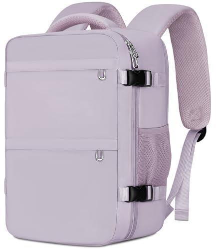 Cmezevi Reiserucksack 20L 40x20x25 cm, Flugzeug Handgepäck Kompatibel Ryanair/EasyJet, 14-Zoll Laptop Rucksack, Leichter Kabinenrucksack mit Trolley-Sleeve, für Business, Schule, Reisen - Lila
