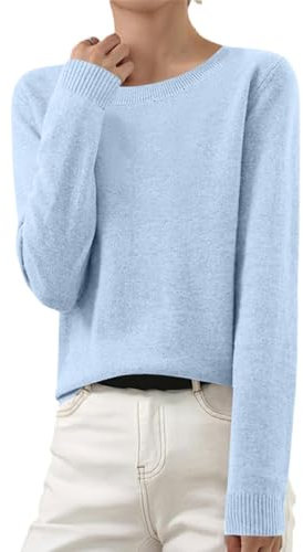 Women's Knit Jumpers Cable Ribbed Cashmere Sweater Chunky Wool Blend Pullover Crewneck Long Sleeve Jumpers Lightweight Knitted Top Basic Stretch Loungewear T-Shirt Spring Summer Office Wear