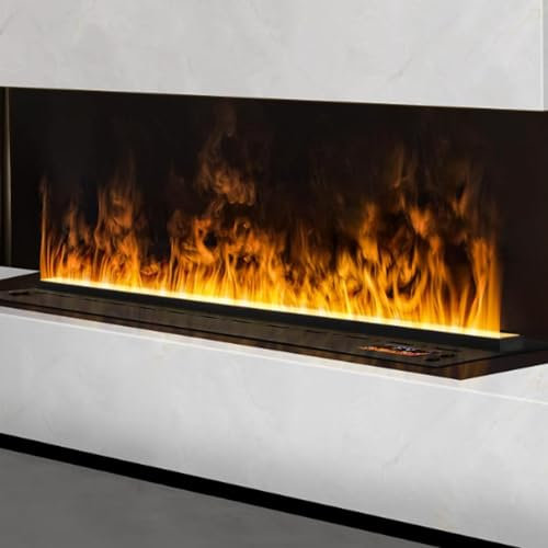 Chimenea de vapor de agua 3D, chimenea atomizada con múltiples colores de llama ajustables y 5 niveles, llenado automático de agua, control táctil/remoto/aplicación,800mm