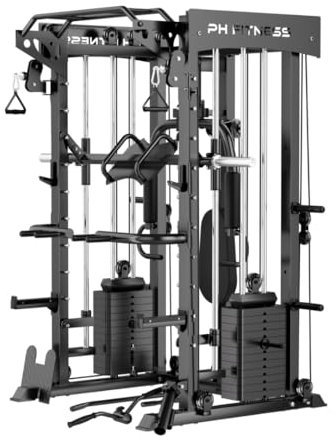 PH Fitness All-in-One Home Gym – Power Rack, Smith Machine, Butterfly, Shoulder Press, Dual Pulley, Bench, 160kg Weight Stack – Kraftstation für Ganzkörpertraining zu Hause