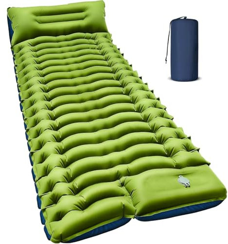 Myxslop Isomatte Selbstaufblasend, Camping Luftmatratze Kleines Packmaß und Leichte, Camping Matratze mit Fußpresse Pumpe & Kissen für Outdoor Campingmatte Schlafmatte Luftzellenmatte Aufblasbar