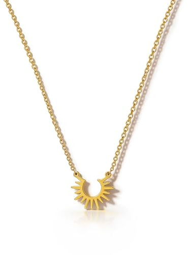 HANLI 14K Gold Vergoldet Halsketten Damen Zarte Horn Davidstern Schmetterling Sonne Lotus Volleyball Baseball Cowboystiefel Anhänger Kette mit für Frauen Mädchen Wasserfeste Hautverträglich Schmuck