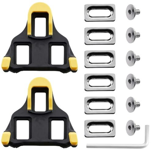 EnixwH 15 Stück SPD Cleats, Cleats Dreiloch-Fahrradschuhe, Fahrrad Stollen Kompatibel, Fahrrad Stollen Schuhplattenset Rennrad Pedal, Fahrradteile Mountainbike für Radrennen (Gelb)
