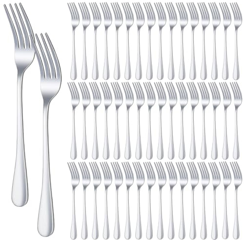 48 Pcs Dinner Stainless Steel Forks Set 8.2 Inch Silverware Forks Bulk Metal Salad Mirror Polished Forks for Dessert, Home, Kitchen, Restaurant