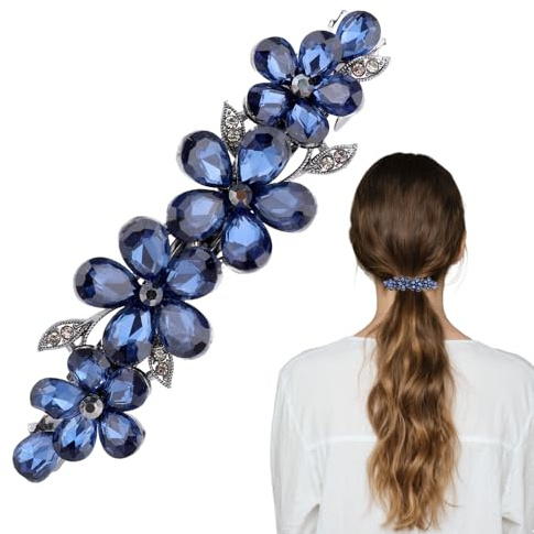 Blumen Haarspangen Strass, Blaue Blumen Strass Haarnadel Damen Dekoartikel Geeignet für Hochzeit Braut Brautjungfernparty