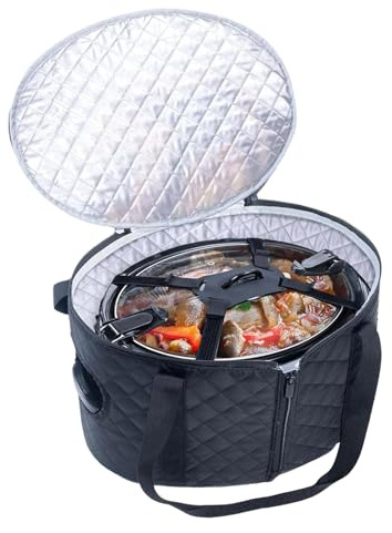Slow Cooker Taschen, isoliert, große Kapazität, wiederverwendbare Einsätze mit Deckelbefestigungsschnalle, Kochtopf-Tragetasche für Reisen, Camping, Outdoor-Ausflüge, Picknicks und Partys
