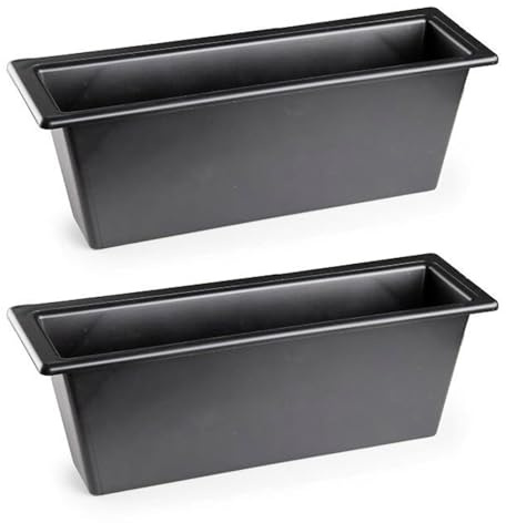 AC - Pack de 2 Jardineras de Plástico para Cementerio, Maceta Rectangular Resistente para Flores Naturales o Artificiales, Fabricado en España (Negro - 30 cm)