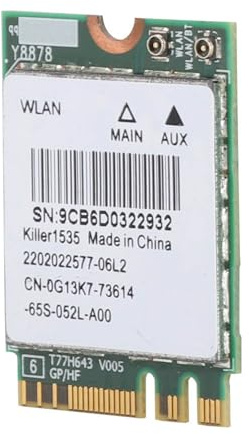 ZASCHMOY Per Scheda di Rete Wireless Killer 1535AC - Adattatore Dual Band 802.11ac NGFF M.2 con velocità 867 Mbps, Bluetooth 4.1 Per Giochi - Compatibile con, Shenzhou e Altro