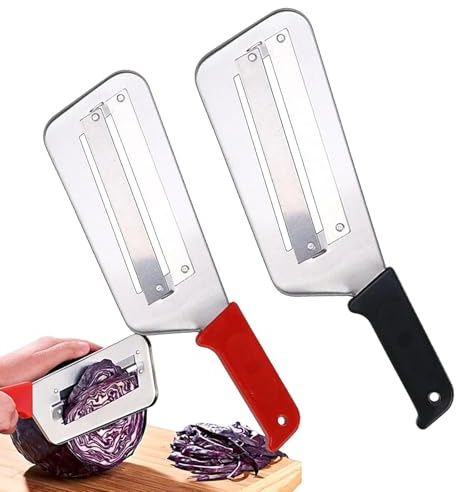Coupe Chou 2 Pièces en Acier Inoxydable, Couteau Coupe Choux à Double Lame Tranchante, Râpe Manuelle et Broyeur de Légumes, pour Coleslaw, Choucroute, Salade, Nettoyage Facile, Durable, 29 × 8 cm