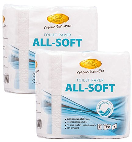Camp4 All Soft Lot de 8 rouleaux de papier toilette spécialement conçu pour les toilettes de camping Idéal pour les caravanes et camping-cars