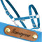 WALDHAUSEN Halfter Satin Azurblau - mit Namensschild - 2fach verstellbar, unterlegt (WB)
