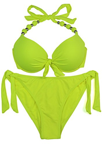 EONAR Femme Ensembles Deux Pieces Push-up Soutiens-Gorge Rembourrés à Armature(L,Yellow)