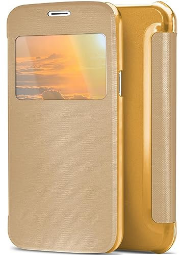 moex® Coque de téléphone avec fenêtre Compatible avec iPhone 6S / iPhone 6 | élégante/Fine/sûre, doré