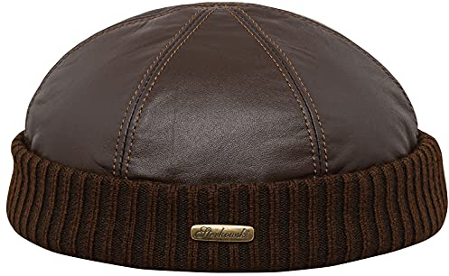 Sterkowski Leder Dockermütze Wintermütze Beanie 62 cm Braun