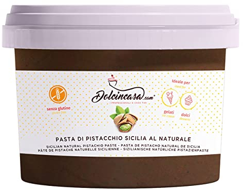 PASTA PISTACCHIO PURO SICILIA 100% AL NATURALE SENZA COLORANTE PER CREME GELATI E VARI UTILIZZI IN PASTICCERIA PRODOTTO BRONTE 500g (500)