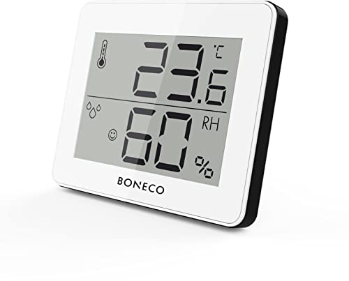 BONECO Hygrostat Thermo-Hygrometer X200 – digitale Anzeige der Raumtemperatur und relativen Luftfeuchtigkeit – 0 bis 50 ˚C, plastik, Weiß