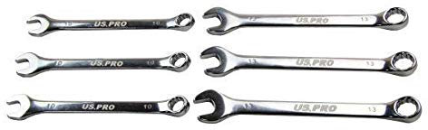 US PRO Tools 3 x 10mm and 3 x 13mm Metric Combination Spanners Wrench 2052