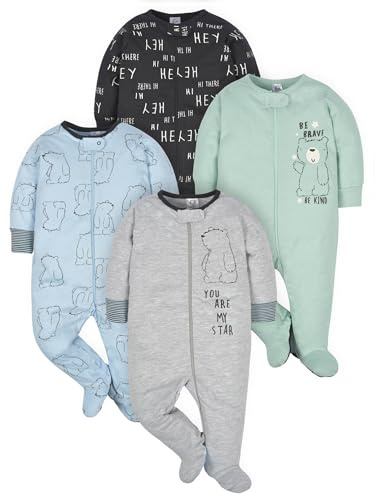 Gerber Baby Boys 4 Pack Sleep 'N Play Footie Baby and Toddler Sleepers