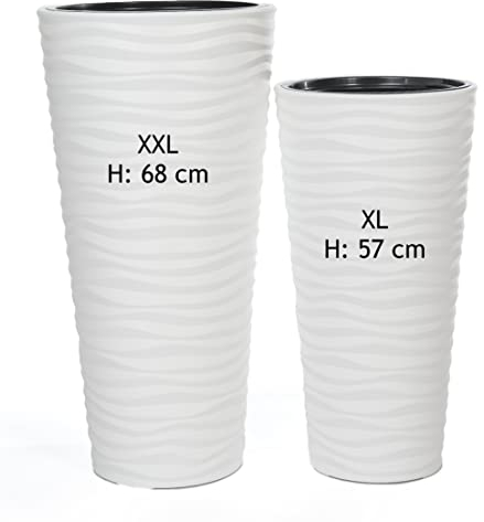 MelTom Lot de 2 Pots de Fleurs Effet 3D Blanc XXL XL