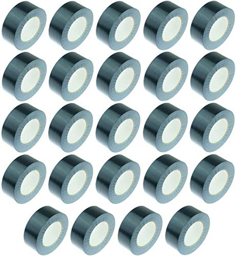 iapyx 24 Rollen Klebeband Gewebeband 50 m x 48 mm SCHWARZ - Panzerband Steinband Gaffa Tape Reparaturband (Schwarz, 24 Rollen)