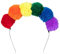 Boland 44730 - Pompon-Tiara Regenbogen, Haarreif mit mehrfarbigen Pompons, Kopfschmuck, CSD, Karneval, Mottoparty