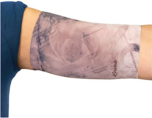 Linphelle Picc Line Mikrofaser Coverpicc - Armkatheter-Abdeckband aus atmungsaktivem Design-Gewebe, Arm Sleeve ideal für PICCs, Blutzuckermessgerät und Tattoo-Abdeckung, Puderrosa Noten, Größe L
