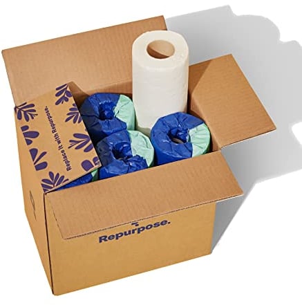 Repurpose 100% Bamboo Paper Towels, Tree Free Paper Towels, Plastic Free Packaging, 6 Rolls, 75 Sheets per Roll, FSC Certified