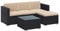 SONGMICS Garden Furniture Set, PE Rattan Patio Furniture Set, Outdoor Corner Sofa Couch, Handwoven Rattan Patio Conversation Set, with Cushions and Glass Table, Black and Taupe GGF005B05