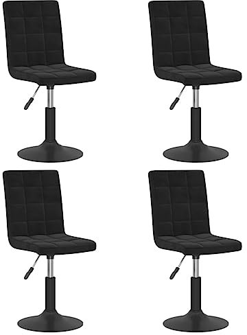 vidaXL 4X Esszimmerstuhl Drehbar Höhenverstellbar Küchenstuhl Polsterstuhl Essstuhl Stuhl Drehstuhl Lehnstuhl Stühle Esszimmerstühle Schwarz Samt