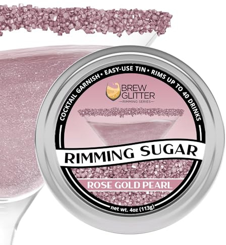 Brew Glitter Rose Gold Rimming Sugar, Cocktail Garnish, 4oz
