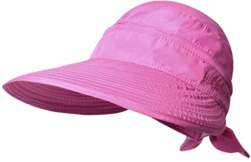 KXF Damen-Sonnenhut mit UV-Schutz, faltbare breite Krempe, Sonnenblende mit abnehmbarem Oberteil, oben ohne Sonnenhüte für Sommer, Strand, Wandern, verstellbare Passform, rosarot, 6 1/2-7 3/4