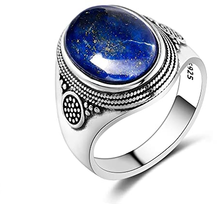 DarryDooly Nasiya Luxus Vintage Sterling Silber rRing 10x14MM Große Ovale Lapislazuli Ringe Für Männer FrauenFeiner Schmuck Party Jubiläum