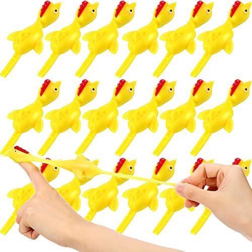 URCHUZE 20 Stück Huhn Strecken Fliegende Hühner Schnipsen Spielzeug Gummi Kinder Dehnbare Büro Gadgets Lustig Spielzeug Strecken Fliegende Hühner Katapult Huhn
