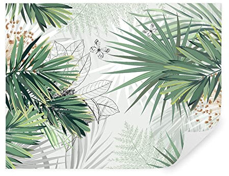 Tapeko Papier Peint Jungle 260x180 cm style 3D Jungle Tropiques Palmiers Feuillage Arbres Nature Papier Peint intissé pour Chambre Salon Personnalisé Décoration Murale u12819