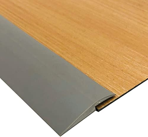 PVC Floor Transition Strip Carpet to Tile, Self Adhesive Threshold Reducer Flute, 1.2inch Wide Floor Edge Trim, for Front Door Doorways (Color : Gray, Size : 115cm/45.3in)