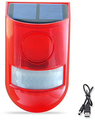 ThreeH Solar Warnlicht mit Bewegungsmelder Fernbedienung IP65 Wasserdicht Solar Alarm Licht 4 Arbeitsmodi 110dB Sound Sicherheit Sirene Licht für Home Farm Scheune Villa Yard