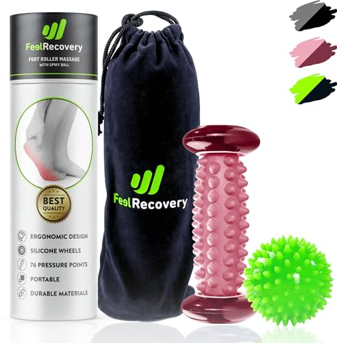Set Fußmassageroller für Plantar-Fasziitis + Igelbälle Massagebälle für Fußreflexzonenmassage - Akupressur Kit für Füße, Fersensporn, Beine, Cellulite & Plantarfasziitis Schmerzlinderung (Rosa)