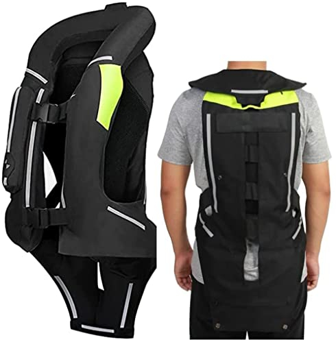 Airbag Weste Für Motorrad Erwachsene, Airbag Jacke Motorrad Fachmann Mit Reflexstreifen Strapazierfähigem 300d Oxford-Gewebe Für Motocross Schützt Rücken, Taille, Hüften