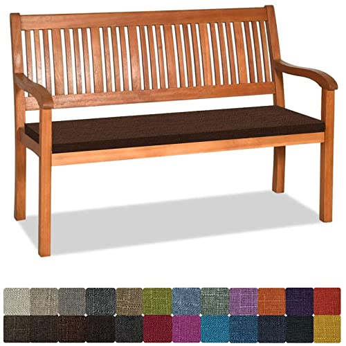Bankauflage Stuhlkissen Bankkissen mit Krawatte Waschbar ,190x35x3cm,2 3 4-Sitzer Sitzkissen Rutschfeste Auflage für Gartenbank ,Küche,Terrasse Innen und Außenbereich,dunkelbraun ,Dicker Leinenstoff