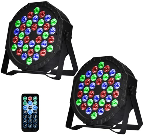 LED Par Projecteurs DJ Light Lumière Disco de Fête 36 LED Lampe de Scène 7 Modes D'éclairage avec Télécommande pour Stage DJ Show Party Bar KTV Halloween Noël (2 pcs)