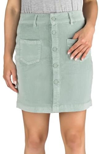 DENIMFY Cordrock Damen Midi Herbst Cord Stretch DFAlina A-Linie Midirock Knielang Taschen Knöpfe Rock Skirt Blau Beige Grün S M L XL
