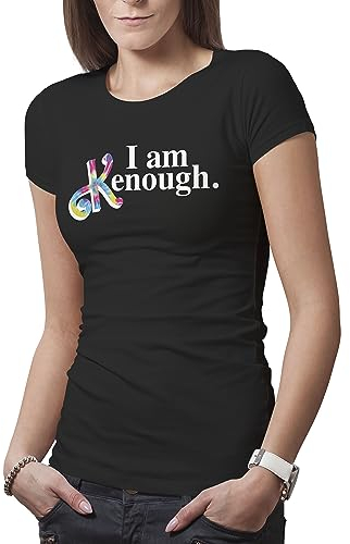 I am Kenough Damen Schwarz T-Shirt Size M