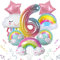 SPHERETRON Regenbogen Deko 6. Geburtstag Mädchen 8 Stück Regenbogen Geburtstagsdeko Luftballons Regenbogen Luftballons Folienballon Regenbogen Party Deko Mädchen für Mädchen Geburtstag Deko