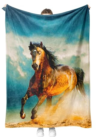 Pferd Kuscheldecke Flanell Decke Fleecedecke Flauschig Weich und Warme,3D Pferd Wohndecke Sofadecke Couchdecke Für Teens Erwachsene,Rustikale Landstil Für Bett Couch (Style 3, 150x200 cm)