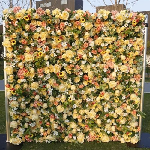 Simulationsblumen-Wand-Kunstrosen, Hochzeitszeremonie-Dekorationen, Künstliche Blumen-Wand, Gefälschte Blumen-Wandpaneel, Lebensechte Rosen-Blumen-Hochzeitsbogen-Dekoration, Seidenblume ( Size : 3M*3M