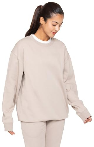 BRAND KRUZE Womens Oversized Long Sleeve Sweatshirt Ladies Soft Sweat Jumper (UK, Alpha, M, Regular, Regular, Oatmeal)