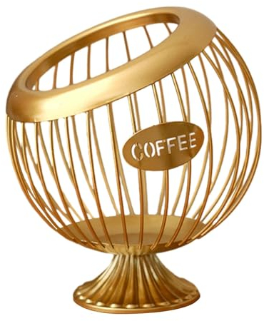 Dualoai Cestello Porta caffè, Porta Cialde caffè, Organizer per Capsule Espresso per Bar, Oro
