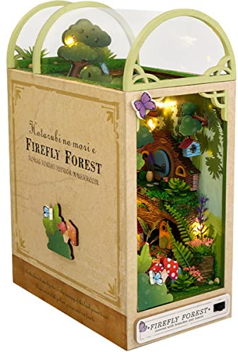 Fyeme Book Nook DIY Kit Holz Book Nook DIY Puppenhäuser Miniatur Haus Kit mit Möbeln und LED-Licht Verschiedene Szenen Buchständer Book Nook Magic House (A), 200031546-29